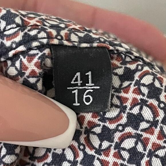 Gucci Dress Shirt Mens 41 16 White Blue Geometric Print Fitted Cotton Preppy - Picture 12 of 15